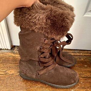 ROXY Brown Lace Up Suede Boots